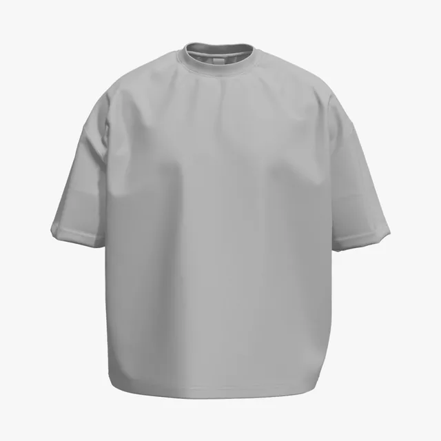 Blank grey drop-shoulder boxy T-shirt mockup