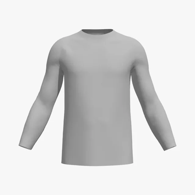 Blank grey fitted long-sleeve T-shirt mockup