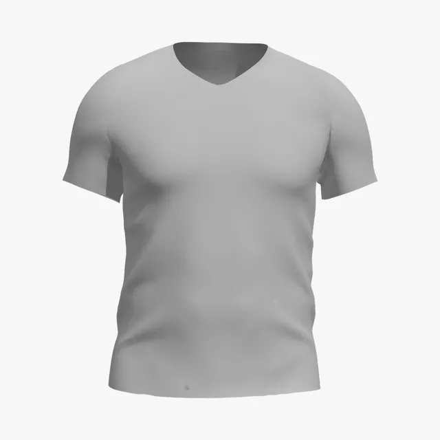 Blank grey fitted V-neck T-shirt mockup
