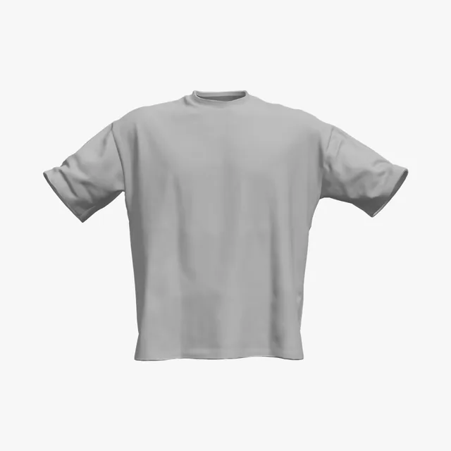 Blank grey loose-fit boxy T-shirt mockup