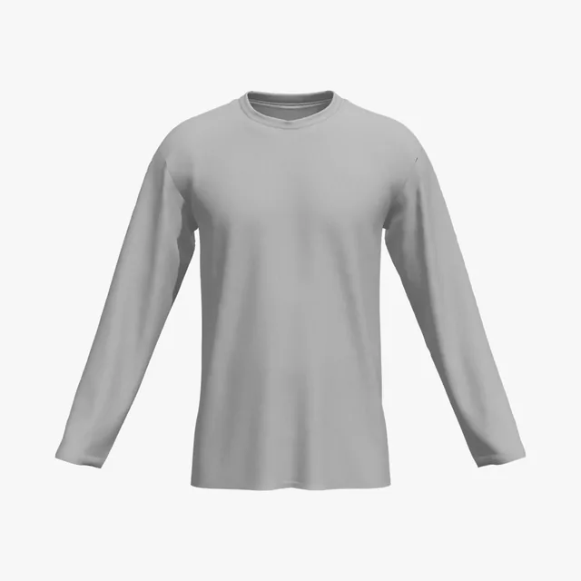 Blank grey narrow crew-neck long-sleeve T-shirt mockup
