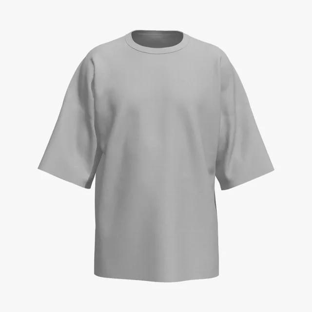 Blank grey oversized drop-shoulder T-shirt mockup