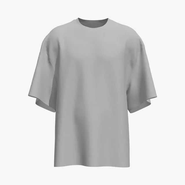 Blank grey oversized long-body T-shirt mockup
