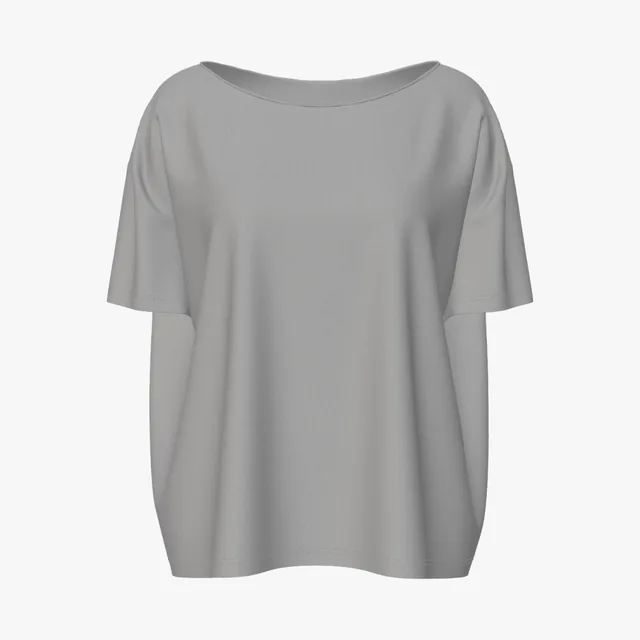 Blank grey oversized scoop-neck T-shirt mockup