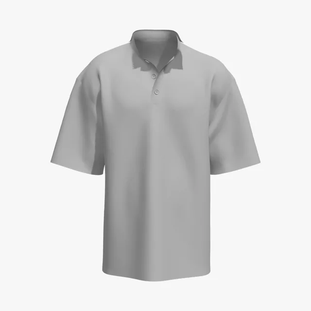 Blank grey oversized short-sleeve polo shirt mockup