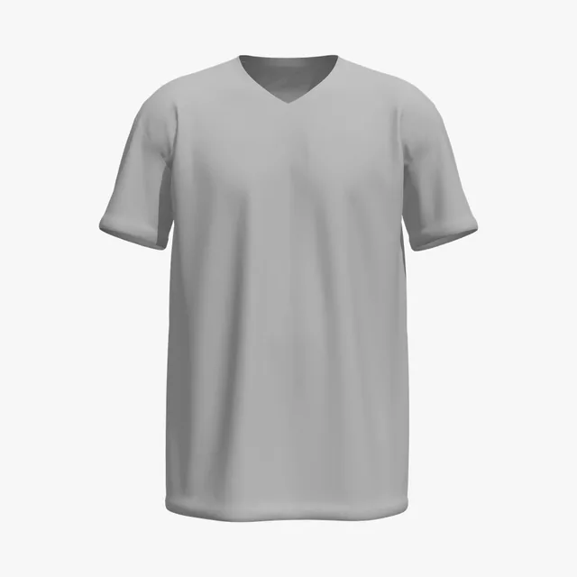 Blank grey regular-fit V-neck T-shirt mockup
