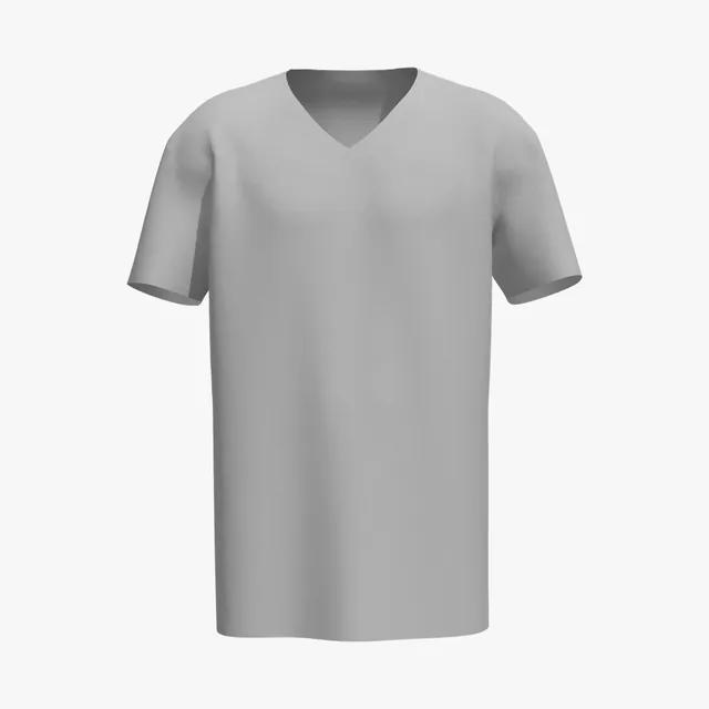 Blank grey straight V-neck T-shirt mockup