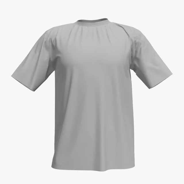 Blank grey wide crew-neck T-shirt mockup