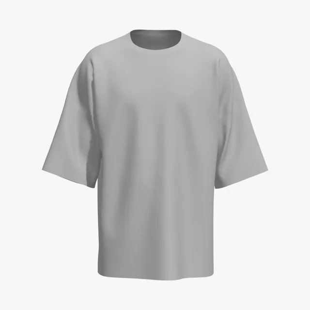Blank grey wide-sleeve crew-neck T-shirt mockup