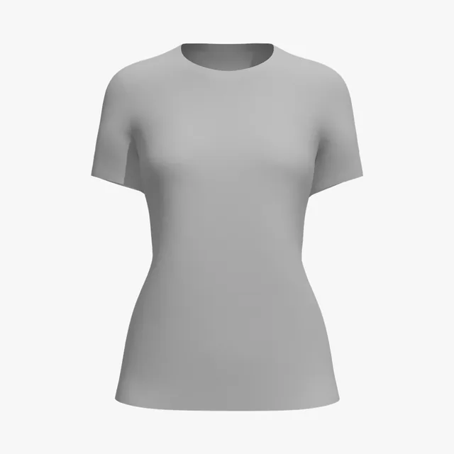 Blank grey women's crew-neck T-shirt mockup