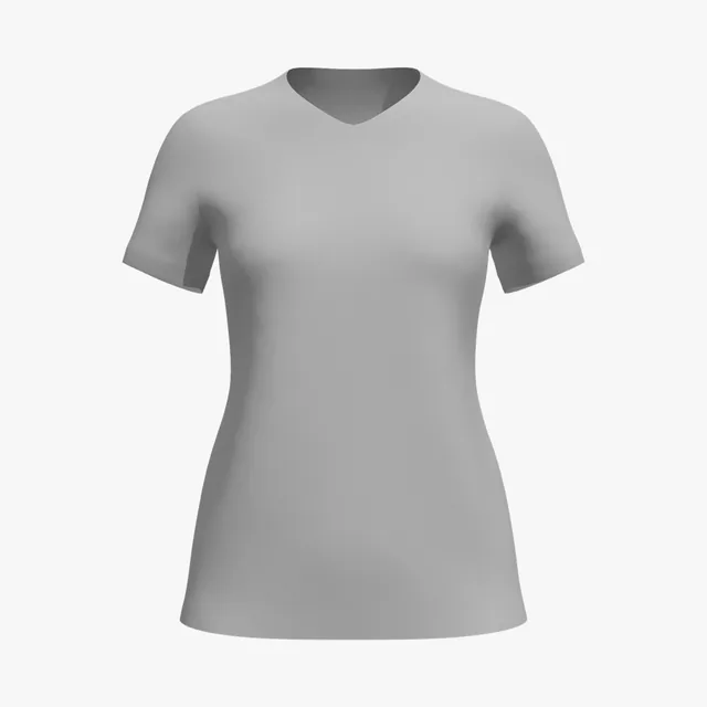 Blank grey women's V-neck T-shirt mockup