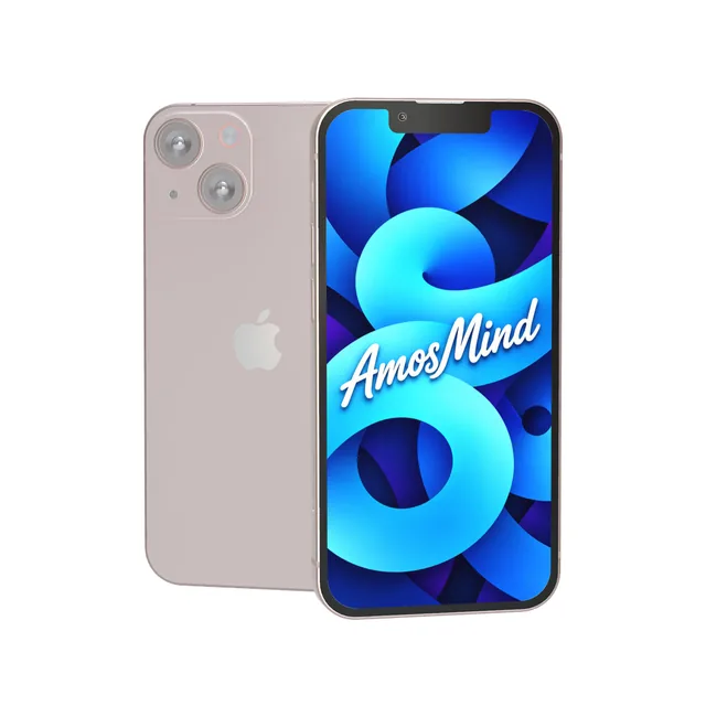 iPhone 13 mini mockup with AmosMind artwork