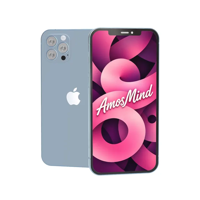 iPhone 13 Pro mockup with AmosMind artwork