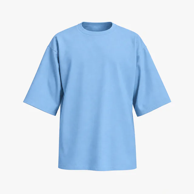 Blank light blue oversized drop-shoulder T-shirt mockup