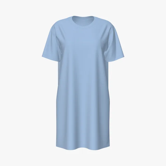 Blank light blue oversized T-shirt dress mockup