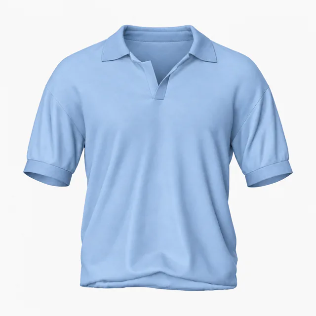 Blank light blue short-sleeve polo shirt mockup