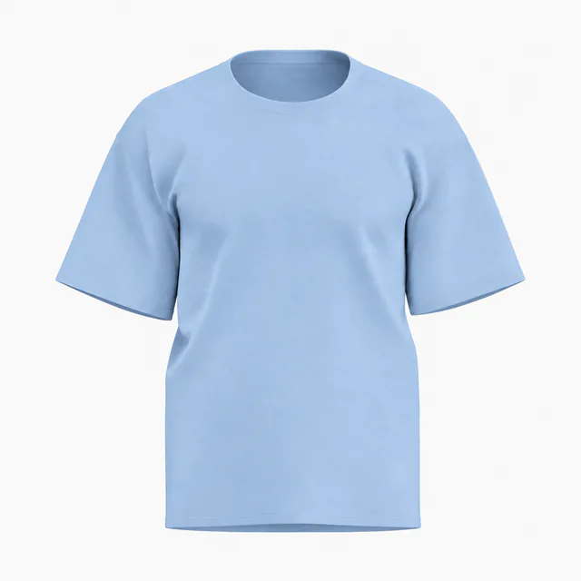 Blank light blue straight-fit crew-neck T-shirt mockup