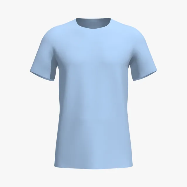 Blank light blue wide-neck T-shirt mockup