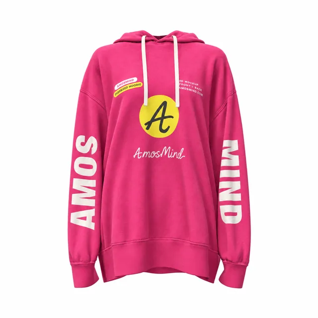 Longline oversized hoodie mockup with AmosMind artwork