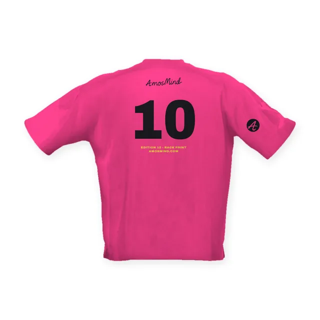 Back of the Loose-fit boxy T-shirt mockup with AmosMind artwork