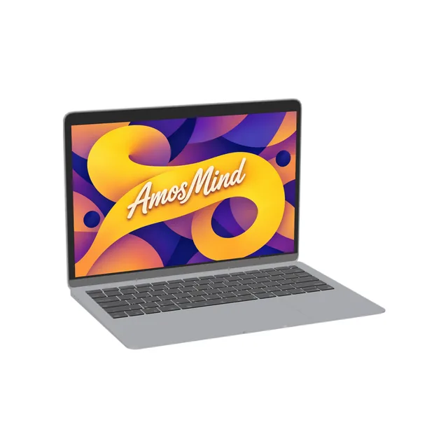 MacBook Air 13-inch 2018 mockup with AmosMind artwork