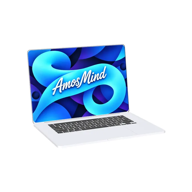 MacBook Pro 16-inch 2019 mockup with AmosMind artwork