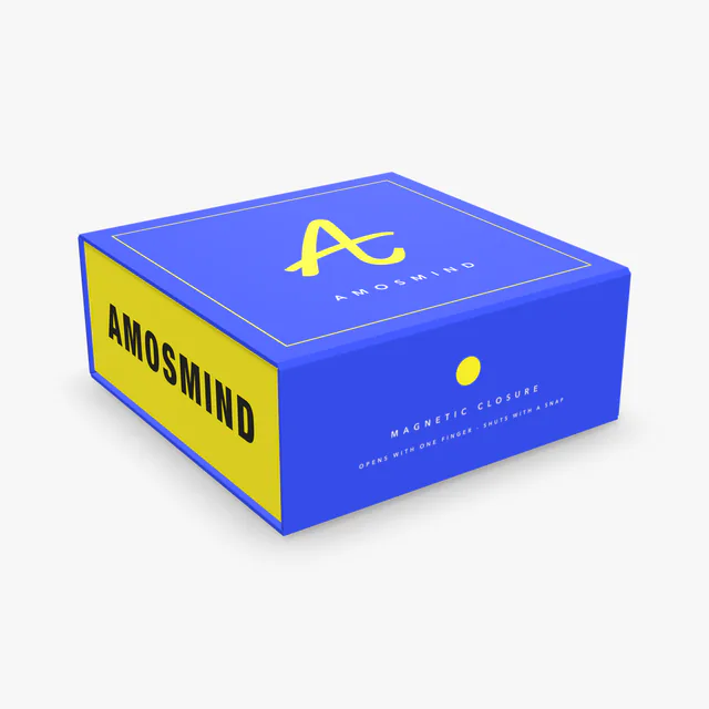Magnetic box mockup with AmosMind artwork