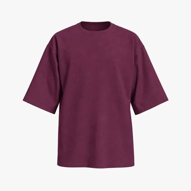 Blank maroon oversized drop-shoulder T-shirt mockup