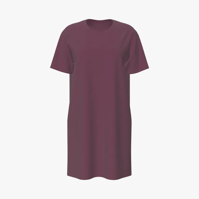 Blank maroon oversized T-shirt dress mockup