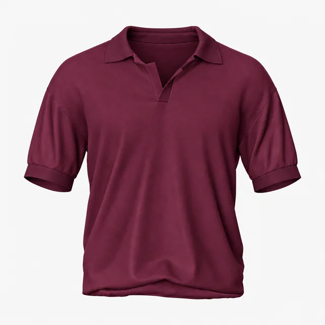 Blank maroon short-sleeve polo shirt mockup