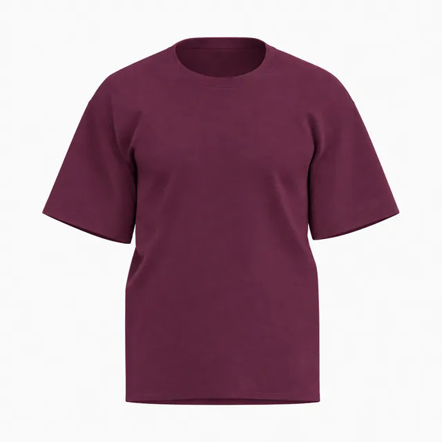 Blank maroon straight-fit crew-neck T-shirt mockup
