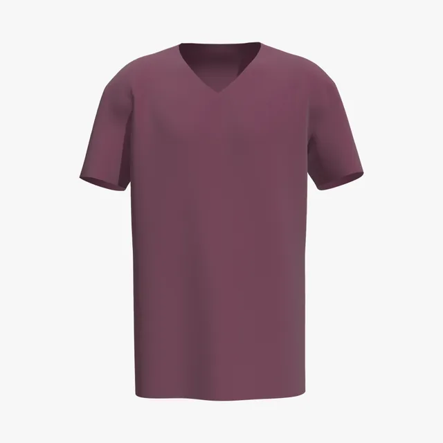 Blank maroon straight V-neck T-shirt mockup