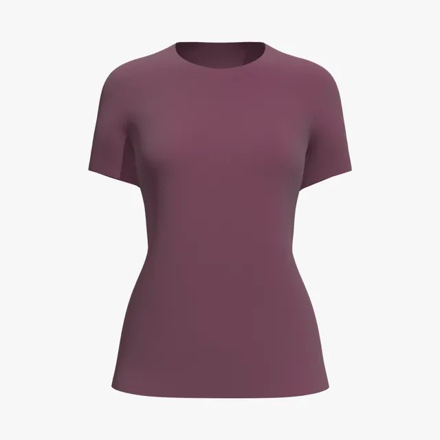 Blank maroon women's crew-neck T-shirt mockup