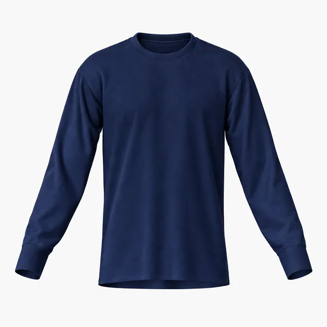 Blank navy crew-neck long-sleeve T-shirt mockup