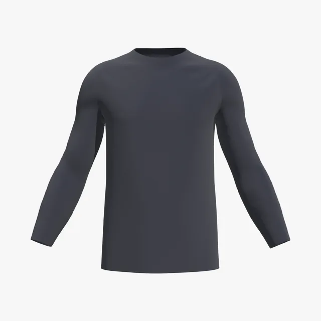 Blank navy fitted long-sleeve T-shirt mockup