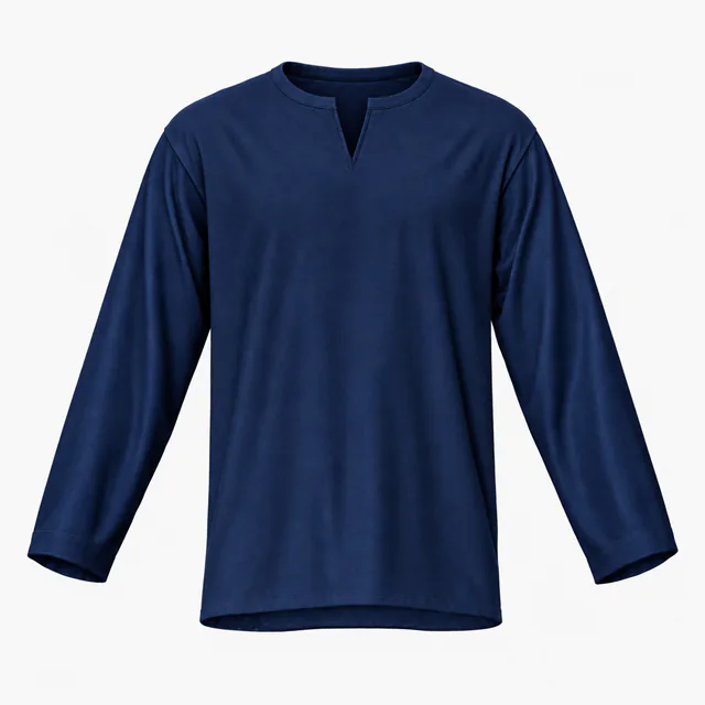 Blank navy notched crew-neck T-shirt mockup