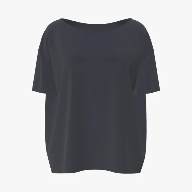 Blank navy oversized scoop-neck T-shirt mockup