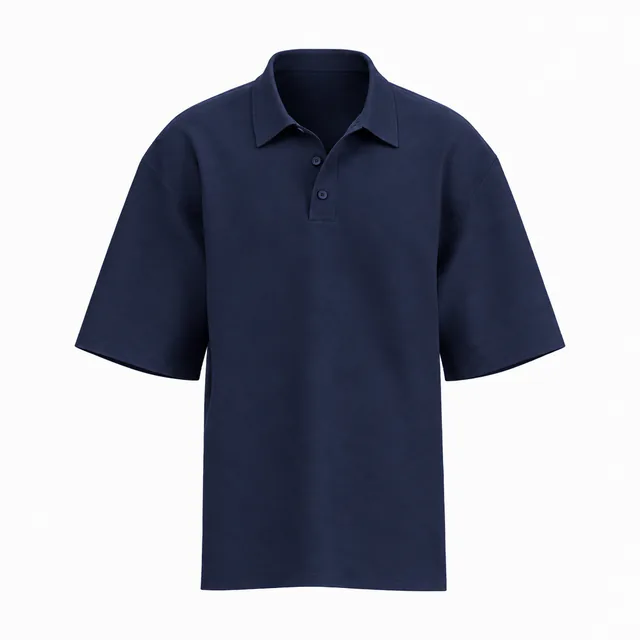 Blank navy oversized short-sleeve polo shirt mockup