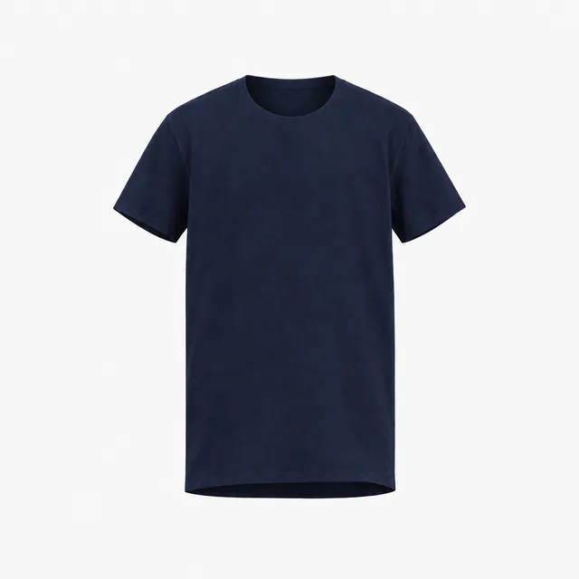Blank navy relaxed crew-neck T-shirt mockup