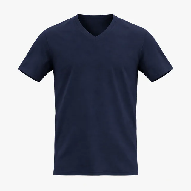 Blank navy V-neck T-shirt mockup