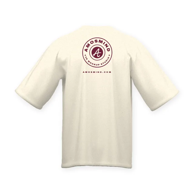 Back of the Oversized crew-neck T-shirt mockup with AmosMind artwork