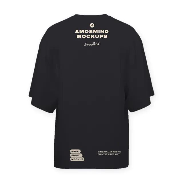 Back of the Oversized long-body T-shirt mockup with AmosMind artwork