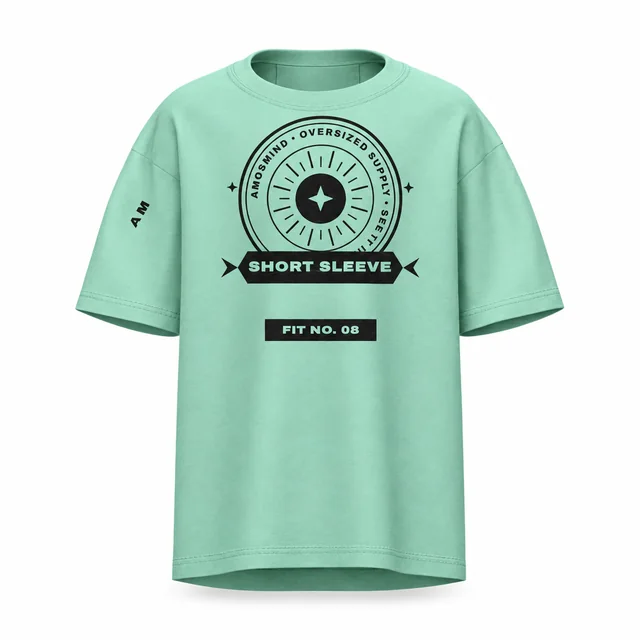 Oversized short-sleeve T-shirt mockup with AmosMind artwork