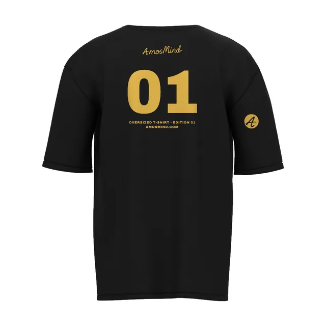 Back of the Oversized T-shirt mockup with AmosMind artwork