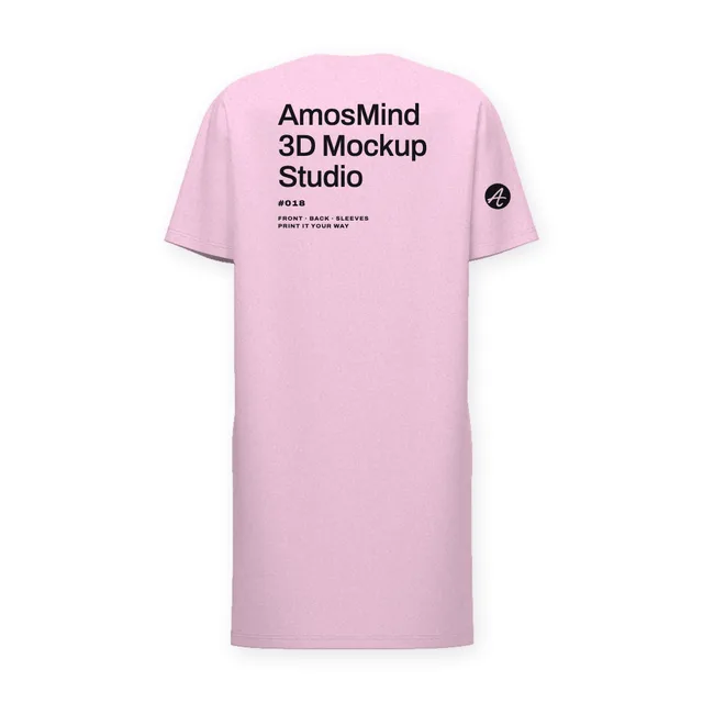 Back of the Oversized T-shirt dress mockup with AmosMind artwork