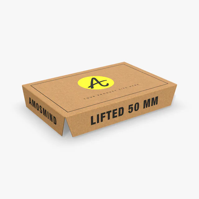 Platform box insert mockup with AmosMind artwork