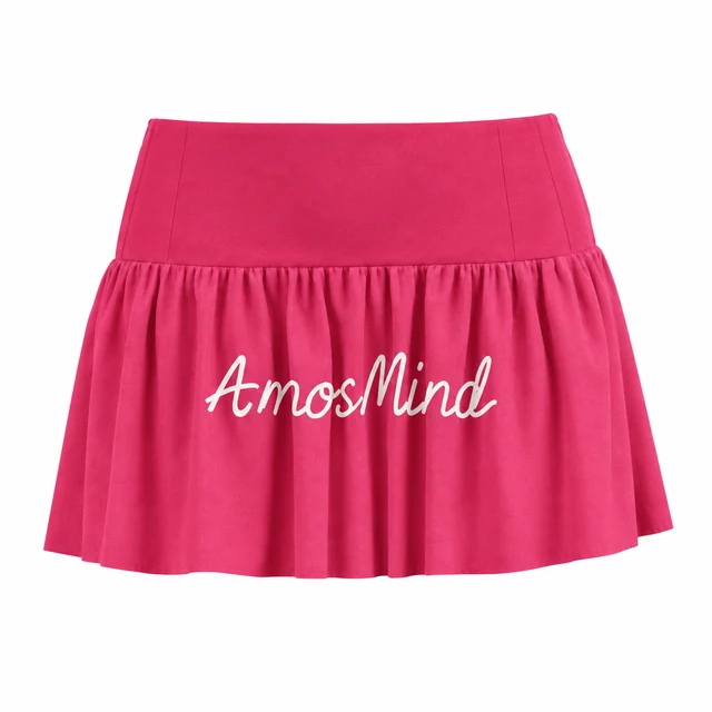 Pleated mini skirt with AmosMind artwork