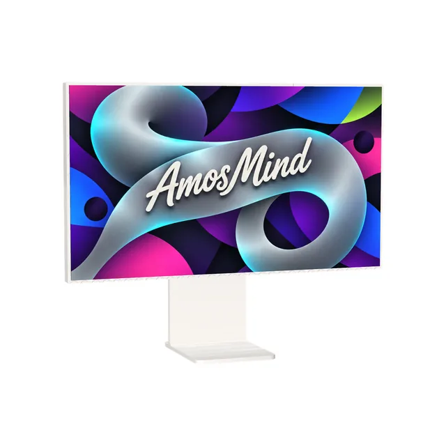 Pro Display XDR mockup with AmosMind artwork