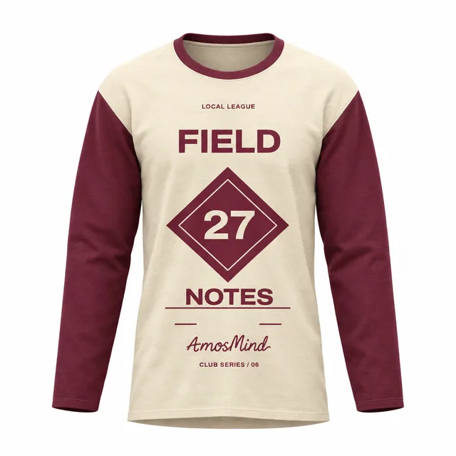 Raglan long-sleeve T-shirt mockup with AmosMind artwork