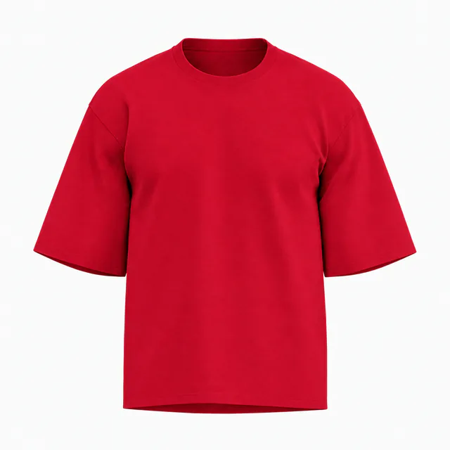 Blank red boxy cropped T-shirt mockup